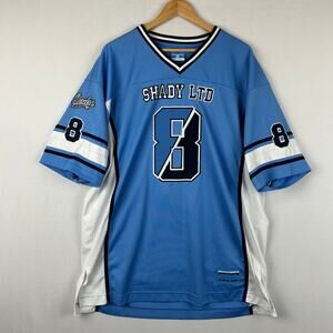 Shady LTD Eminem #8 UNC Blue Football Jersey V Neck Vintage Y2K Men's Size XXL
